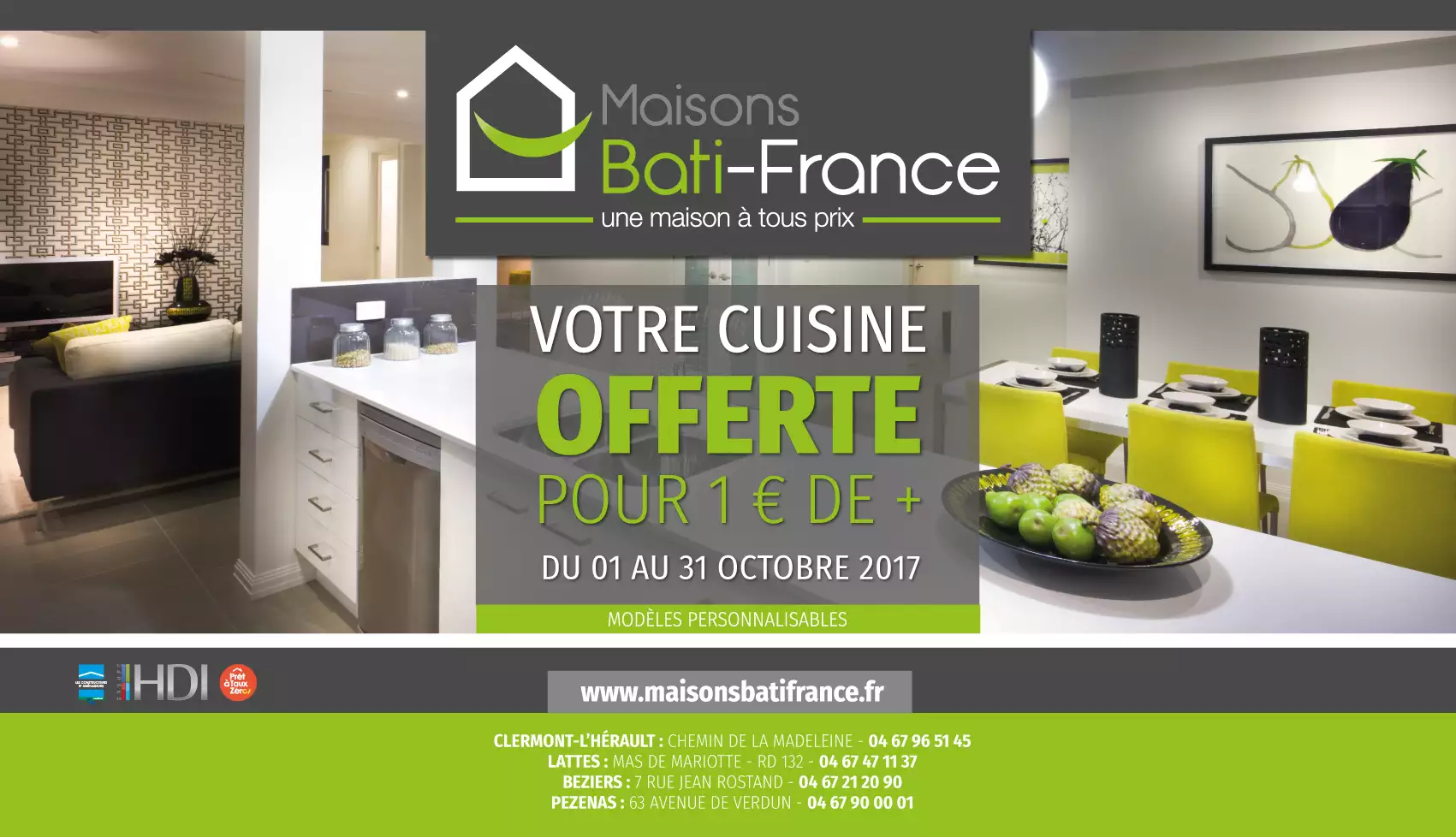 Votre cuisine offerte pour 1€ de plus !