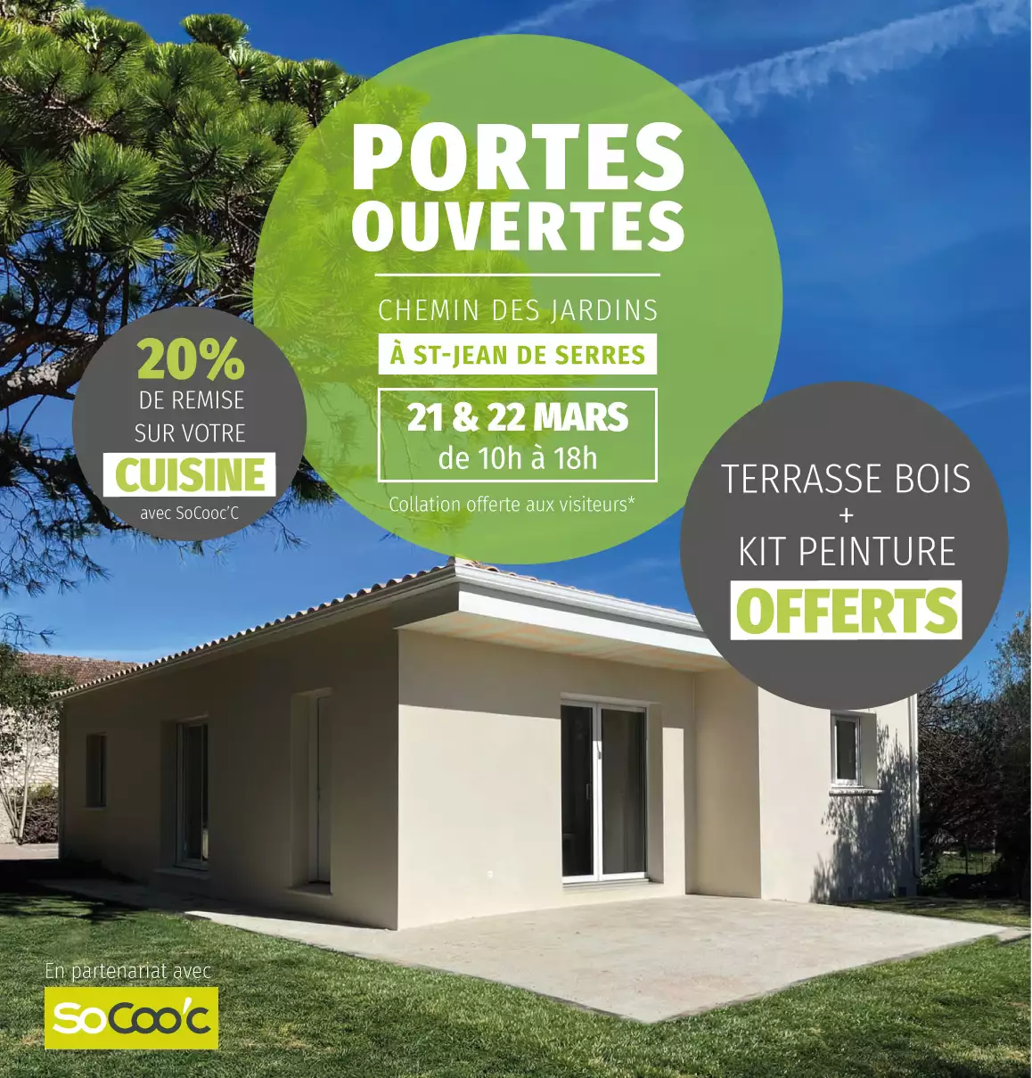 Portes Ouvertes Maisons Bati-France à Saint-Jean-de-Serres – Visitez une maison les 21 et 22 mars 2026