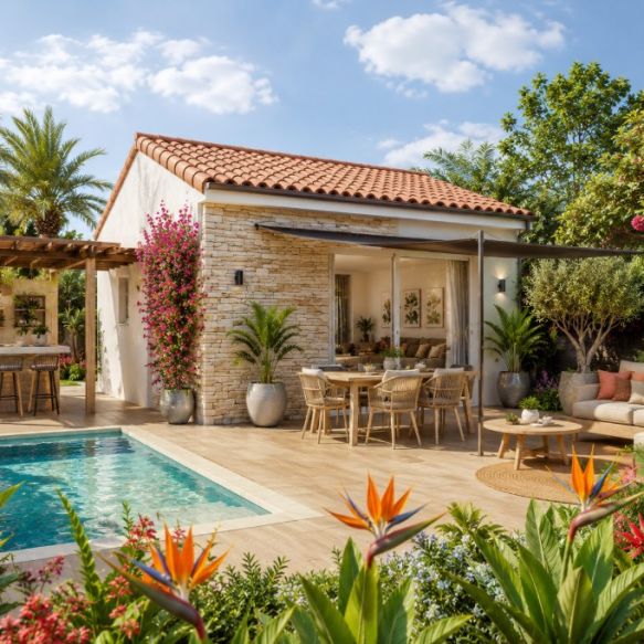 Villa évolutive 31 m² avec mezzanine possible et garage à Saint-Jean-de-Fos sur terrain viabilisé de 300 m²