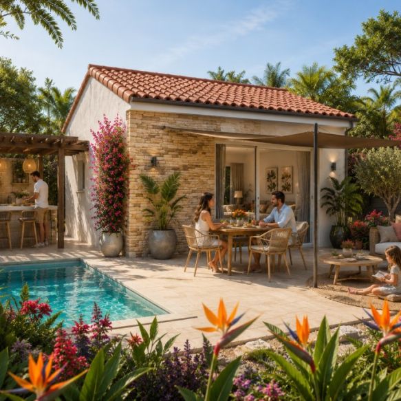 Studio neuf avec mezzanine possible et garage à Lieuran-lès-Béziers – terrain viabilisé de 295 m²