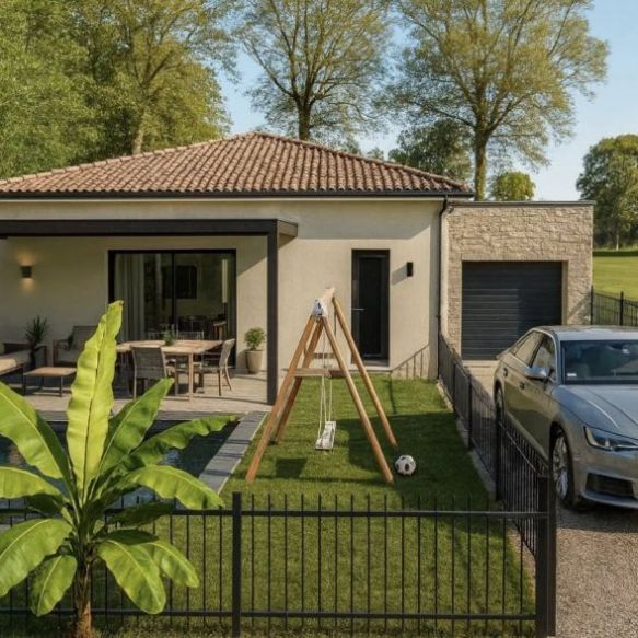 Maison neuve plain-pied 3 chambres avec garage sur terrain viabilisé au centre d’Aspiran 34800