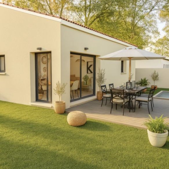 Maison neuve plain-pied 68 m² avec 2 chambres sur terrain viabilisé de 465 m² à Saint-Chamas (13250) proche commodités et axes principaux idéale premier achat
