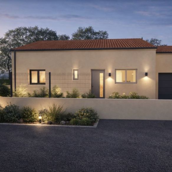 Maison neuve plain-pied 85 m² à Sénas  Terrain viabilisé 447 m² en lotissement avec garage 16 m² 3 chambres  proche écoles et commodités  idéale primo accédants