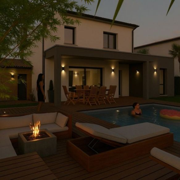 Maison neuve 110 m² avec suite parentale et garage 17 m² sur terrain viabilisé de 488 m² à Saint-Chamassy dans lotissement calme proche écoles et commodités
