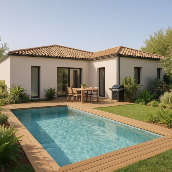 Maison neuve 90 m2 a construire a Pelissanne 13330 sur terrain viabilise 570 m2 4 chambres espace de vie ouvert proche ecoles commodités transports ideal famille primo acces PTZ fondations bon sol sans surcout