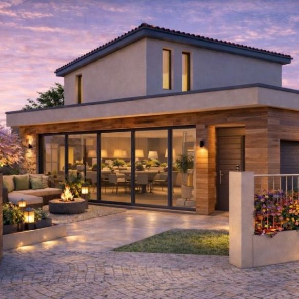 Maison contemporaine 95 m² avec 3 chambres, suite parentale et garage à Poussan sur terrain de 300 m²