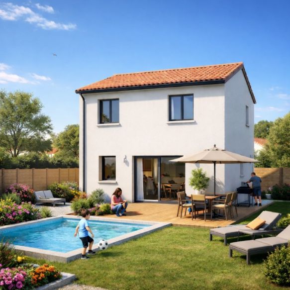 Maison traditionnelle 80 m² avec 3 chambres sur terrain viabilisé de 290 m² au centre de Saint-Brès, proche écoles et commodités