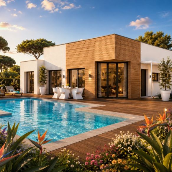 Maison contemporaine neuve de 98 m² avec suite parentale sur terrain viabilisé de 234 m² à Lattes (34970)