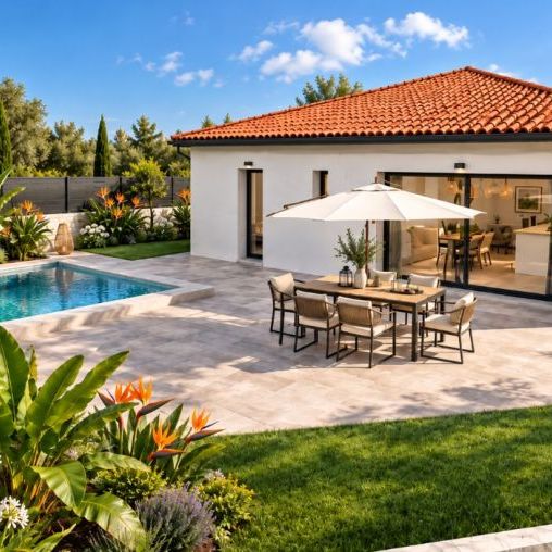 Villeneuve-lès-Maguelone (34750) – Villa contemporaine de plain-pied de 88 m² avec 3 chambres et garage sur terrain de 280 m²