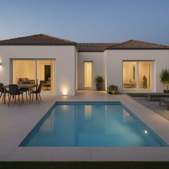 Maison familiale moderne de plain-pied à Saint-Chamas avec 3 chambres, terrain de 533 m² et garage