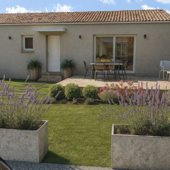 Projet de construction à Miramas maison neuve plain pied 2 chambres sur terrain viabilisé de 285 m2 proche écoles et commodités