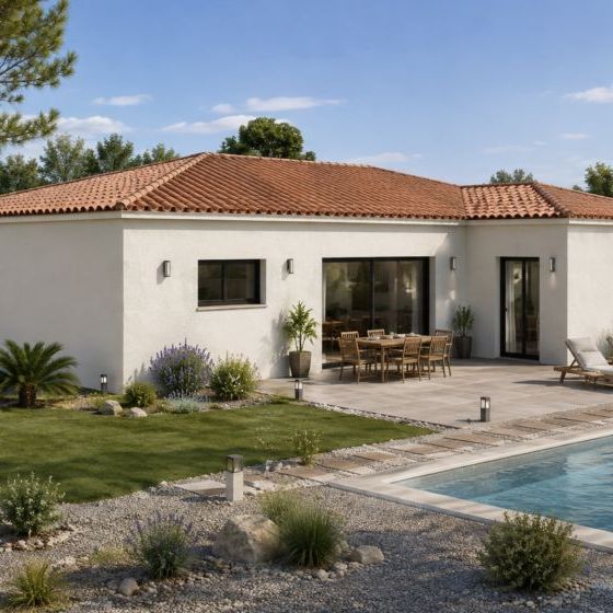 Maison neuve en L de 100 m² avec suite parentale et garage sur terrain viabilisé de 500 m² à Salon-de-Provence (13300)