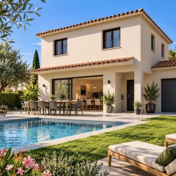 Maison neuve à étage de 90 m² avec 3 chambres et garage sur terrain de 432 m² à Pertuis (84120)