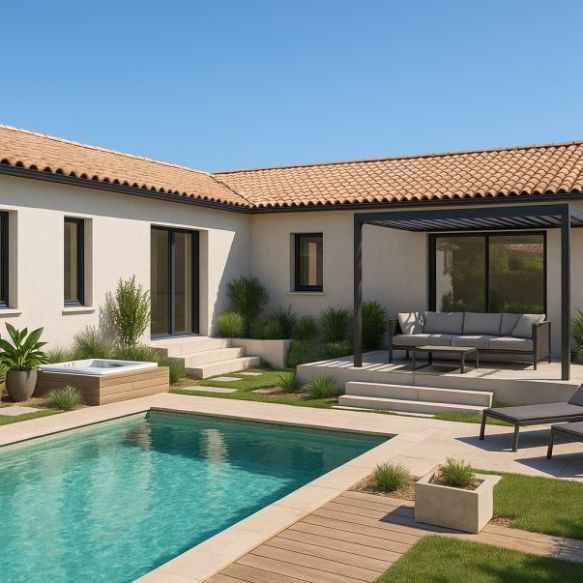 Terrain 450m2 + maison T4 à Beaulieu 34160