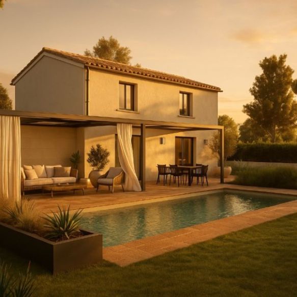 Maison familiale neuve à Aniane sur terrain viabilisé avec 4 chambres et garage