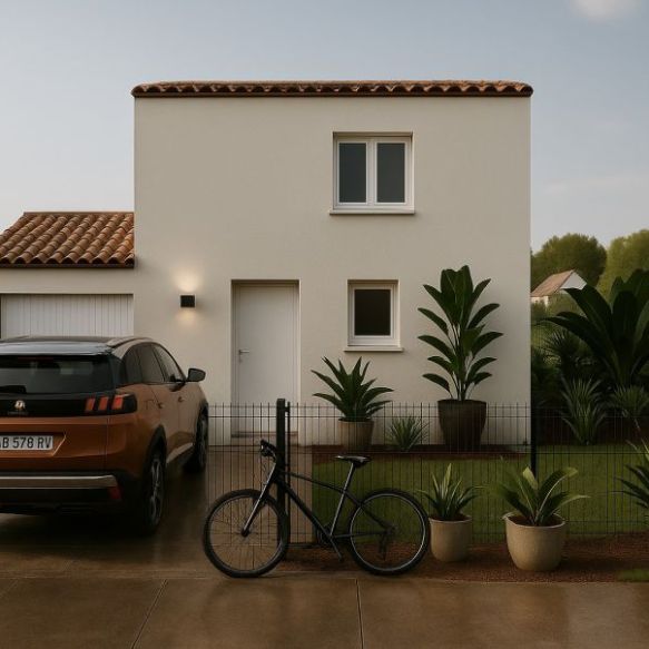 Maison étage 3 chambres et garage à Valergues