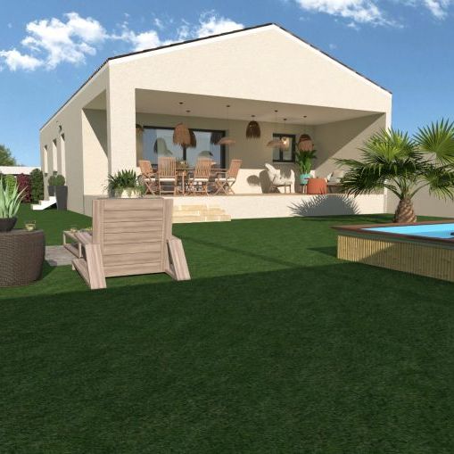 maison de plain pied de 90m² avec 3 chambres une salle de bains avec baignoire 170x75 meuble double vasque pièces à vivre de 42m² avec cuisine ouverte + cellier sur un terrain de 400m² à salon de Provence