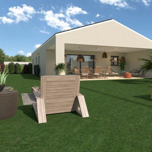 maison de plain pieds de 90m² avec 3 chambre une salle de bains équipée bac à douche extra plat 90x120 meuble double vasque 3 chambres une pièce de vie de 42m² sur un terrain de 600m² à Gardanne