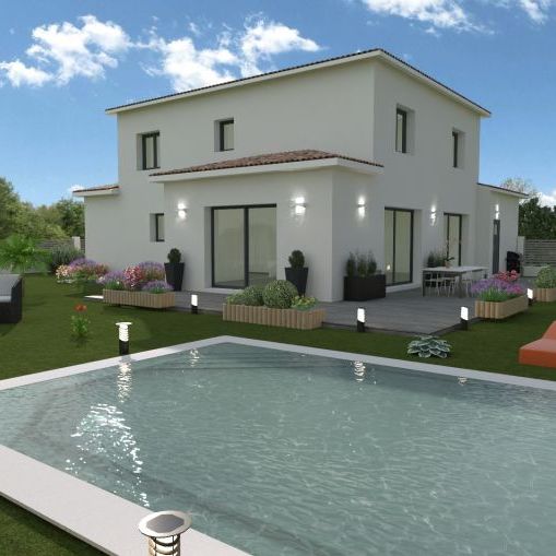 maison à étage de 115m² avec à l'étage 2 chambres une salle de bains équipées bac a douche extra plat meubles double vasque au rdc une suite parentale une pièces a vivre de 56m² avec cuisine ouverte plus cellier sur un terrain de 100m² à istres