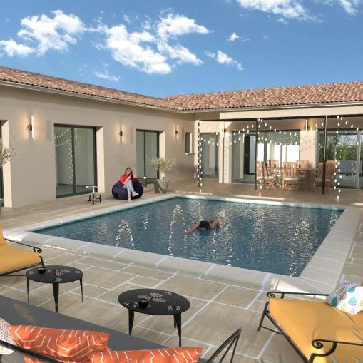 Maison de plain-pied en forme de U de plus de  160 M² avec double garage à Cheval Blanc