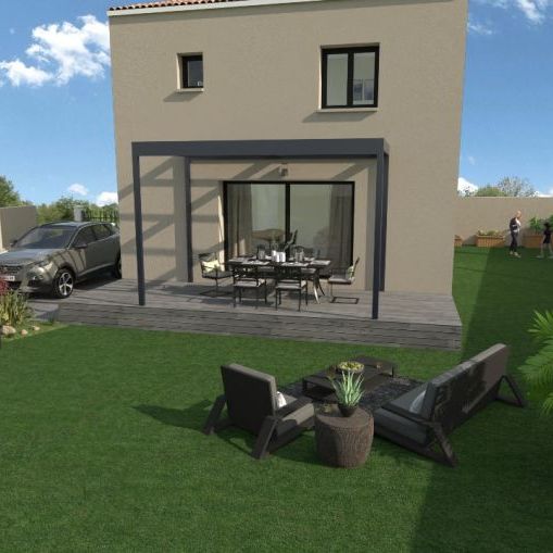 maison à étage de 84m² avec 3 chambres une salle de bains équipée bac a douche extra plat 90x120 meuble double vasque au rdc une pièces a vivre de 37m² avec cuisine ouverte sur un terrain de  403m²