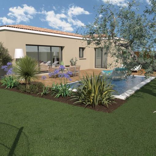 maison de plain pieds de 102m² avec 3 chambres plus une suite parentale une salle de bains équipée une pièces a vivre de 45m² avec cuisine ouverte sur un terrain de 520m²  à Berre l'étang