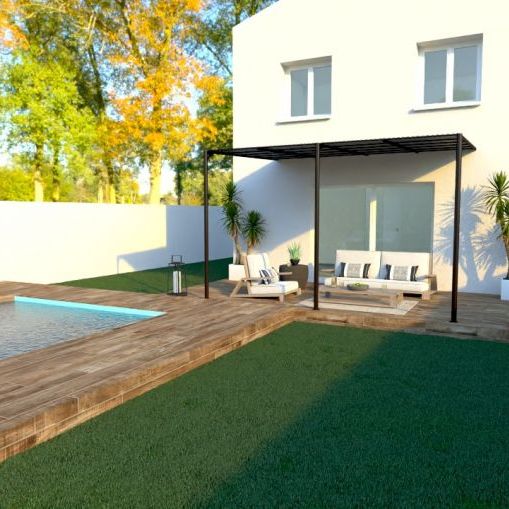 maison à étage de 84m²  avec 3 chambres une salle de bains équipée bac a douche extra plat 90x120 meubles doubles vasque au rdc une pièces a vivre de 37m² avec cuisine ouverte sur un terrain de 390m² à st mitres les remparts