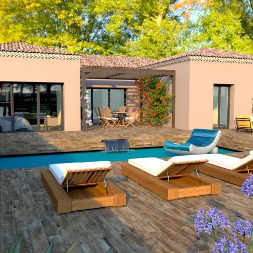 Maison familiale en L à construire à Cheval-Blanc (84460)  111 m² habitables, terrain piscinable de 827 m², proche écoles et commodités
