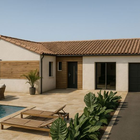 Maison plain pied contemporaine T4 sur parcelle de 700m2 vie dégagée