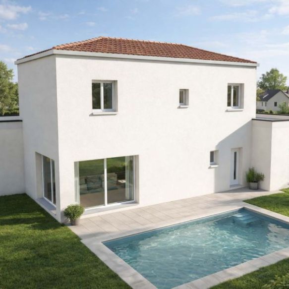Maison neuve RE2020 de 116 m² avec garage sur terrain de 635 m² à Puyricard, proche centre d’Aix-en-Provence, écoles et commodités