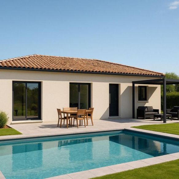 Maison neuve plain-pied 90 m² avec terrain viabilisé de 520 m² au centre de Raphèle-lès-Arles