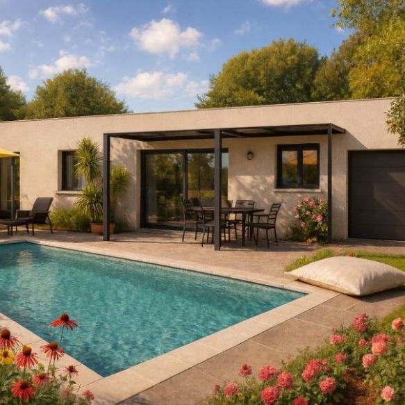 Maison contemporaine 85 m² avec garage sur terrain viabilisé à Agde (34300)