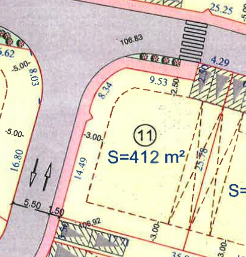 400m2 terrain d'angle expo sud