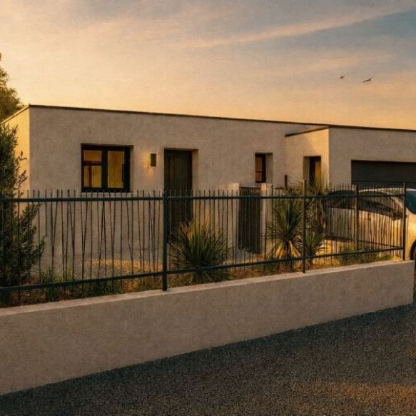Villa neuve de plain pied avec garage + terrain à Lespignan (34710)