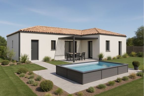 Istres 13800  Maison neuve plain-pied 110 m²  3 chambres, espace de vie ouvert Terrain viabilisé 648 m² proche écoles et transports