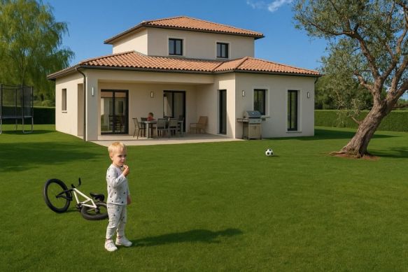 Maison neuve 4 chambres avec garage à Fontvieille sur terrain de 600 m² proche écoles et commodités