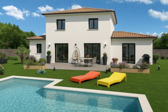 Istres (13800)  Maison traditionnelle à étage 135 m² avec 4 chambres dont suite parentale, terrain viabilisé 649 m² proche écoles et transports