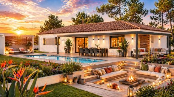 Maison contemporaine 110 m² avec 4 chambres et garage sur terrain de 556 m² à Saussan, proche écoles et commodités