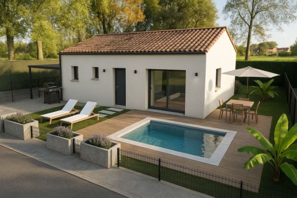 Maison de plain pied 3 chambres à Saint-Bauzille de Montmel