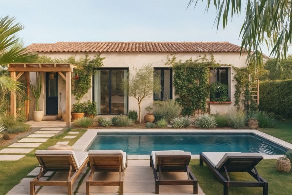 Maison neuve plain-pied 86 m² avec terrain viabilisé de 502 m² à Domazan (30390) – 3 chambres, lotissement proche écoles et commodités