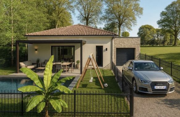 Maison neuve plain-pied 3 chambres avec garage sur terrain viabilisé au centre d’Aspiran 34800