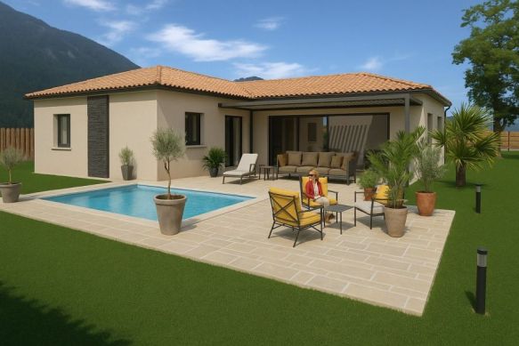 Maison plain-pied 120 m² à Saint-Cannat (13760) avec 3 chambres, terrain viabilisé de 713 m² proche écoles et commodités