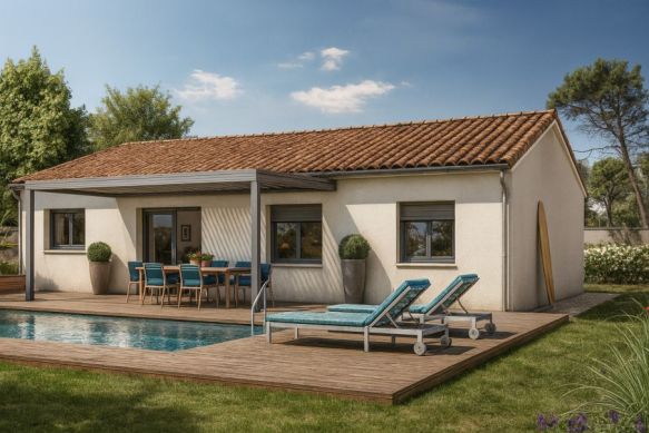 Maison neuve plain pied à Caveirac sur parcelle de 300m2 avec vue dégagée