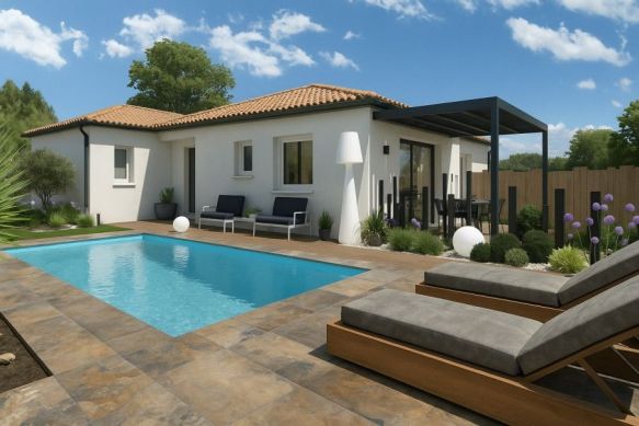 Maison de plain-pied en L à construire à Rochefort-du-Gard sur grand terrain viabilisé hors lotissement