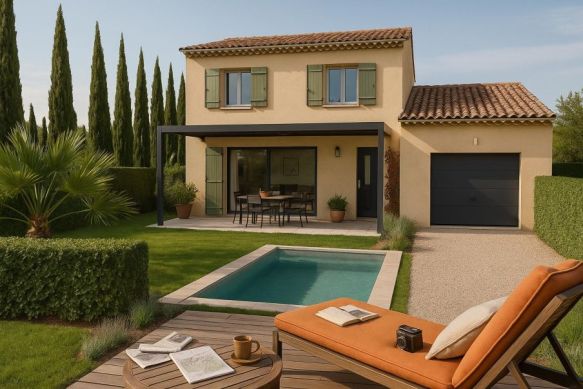 Maison neuve 138 m² à Mouriès avec 4 chambres, suite parentale, garage et terrain viabilisé proche commodités