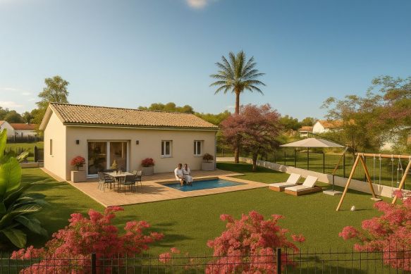 Maison neuve de plain pied T4 à Villevieille expo sud ouest