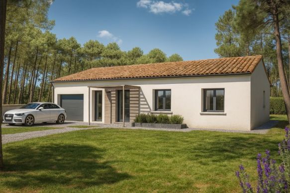 Maison plain-pied T4 contemporaine vue dégagée