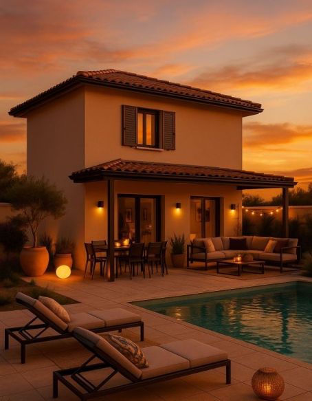 Maison neuve 84 m² avec 3 chambres sur terrain viabilisé de 340 m² en centre-ville à Saint-Georges-d'Orques, proche écoles et commodités