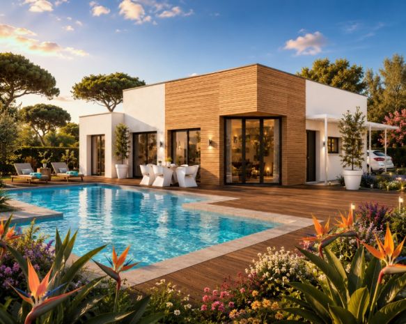 Maison contemporaine neuve de 98 m² avec suite parentale sur terrain viabilisé de 234 m² à Lattes (34970)