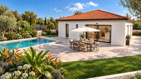 Villeneuve-lès-Maguelone (34750) – Villa contemporaine de plain-pied de 88 m² avec 3 chambres et garage sur terrain de 280 m²